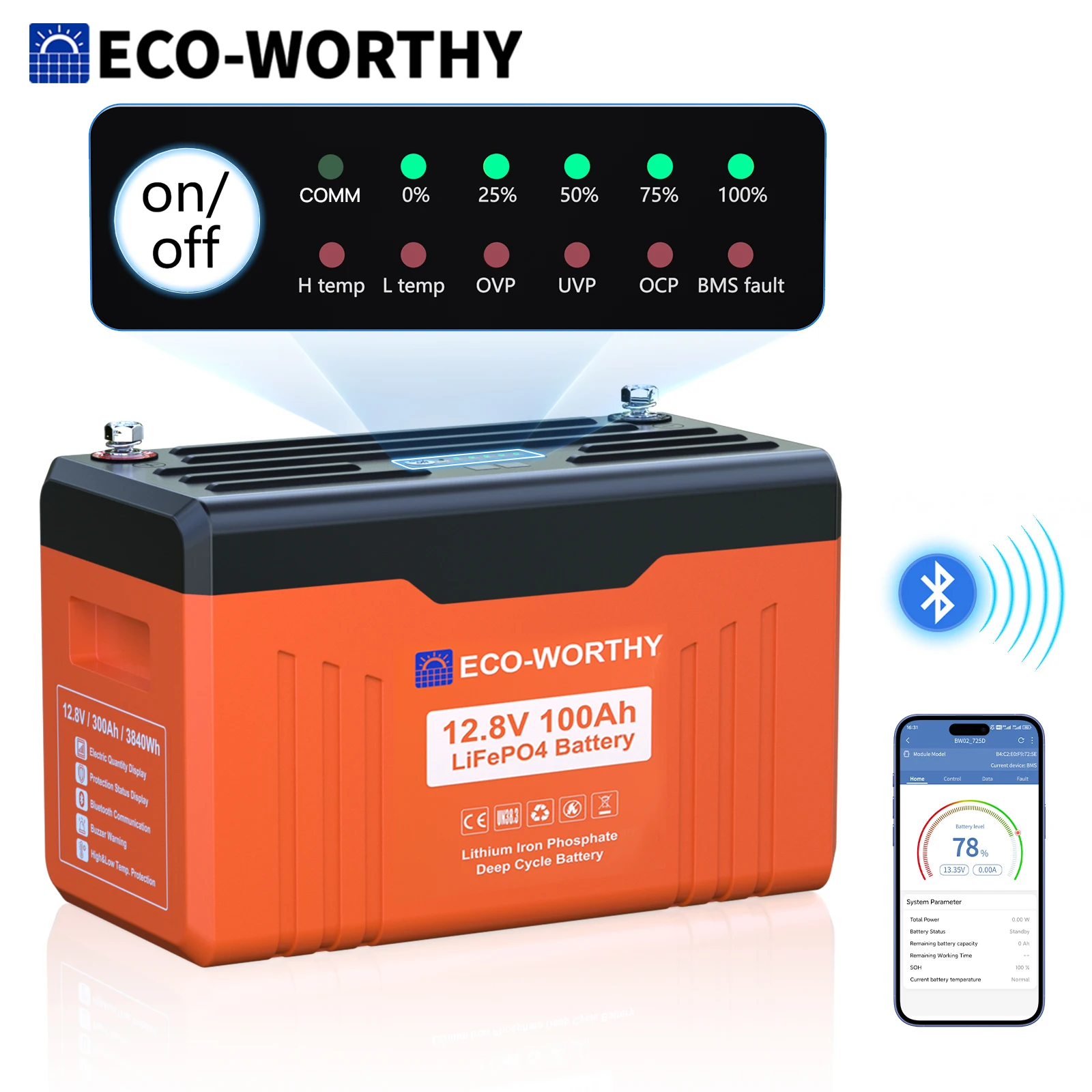 ECO-WORTHY 12V 100AH LiFePO4 Lithium Battery - Image 9