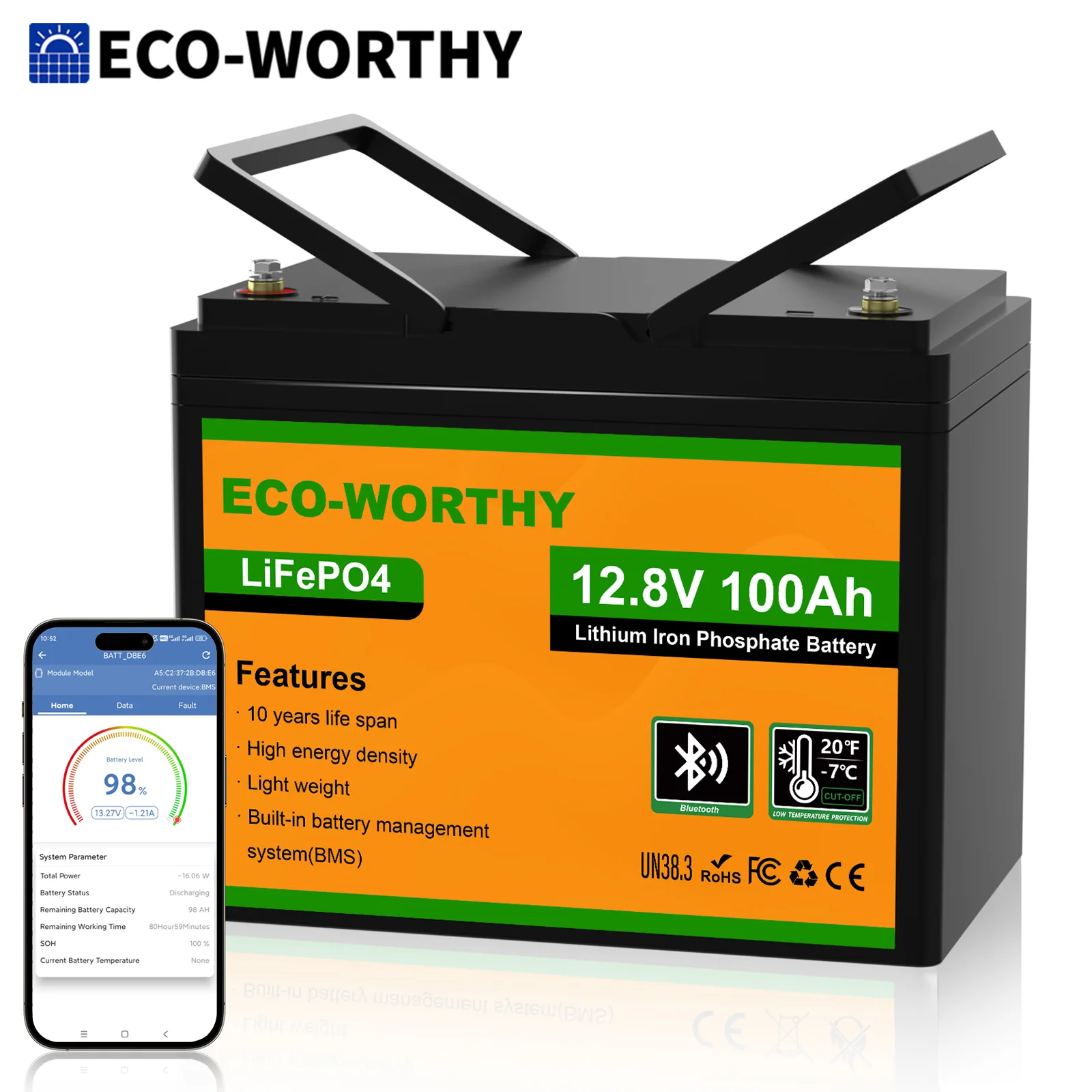 ECO-WORTHY 12V 100AH LiFePO4 Lithium Battery - Image 10