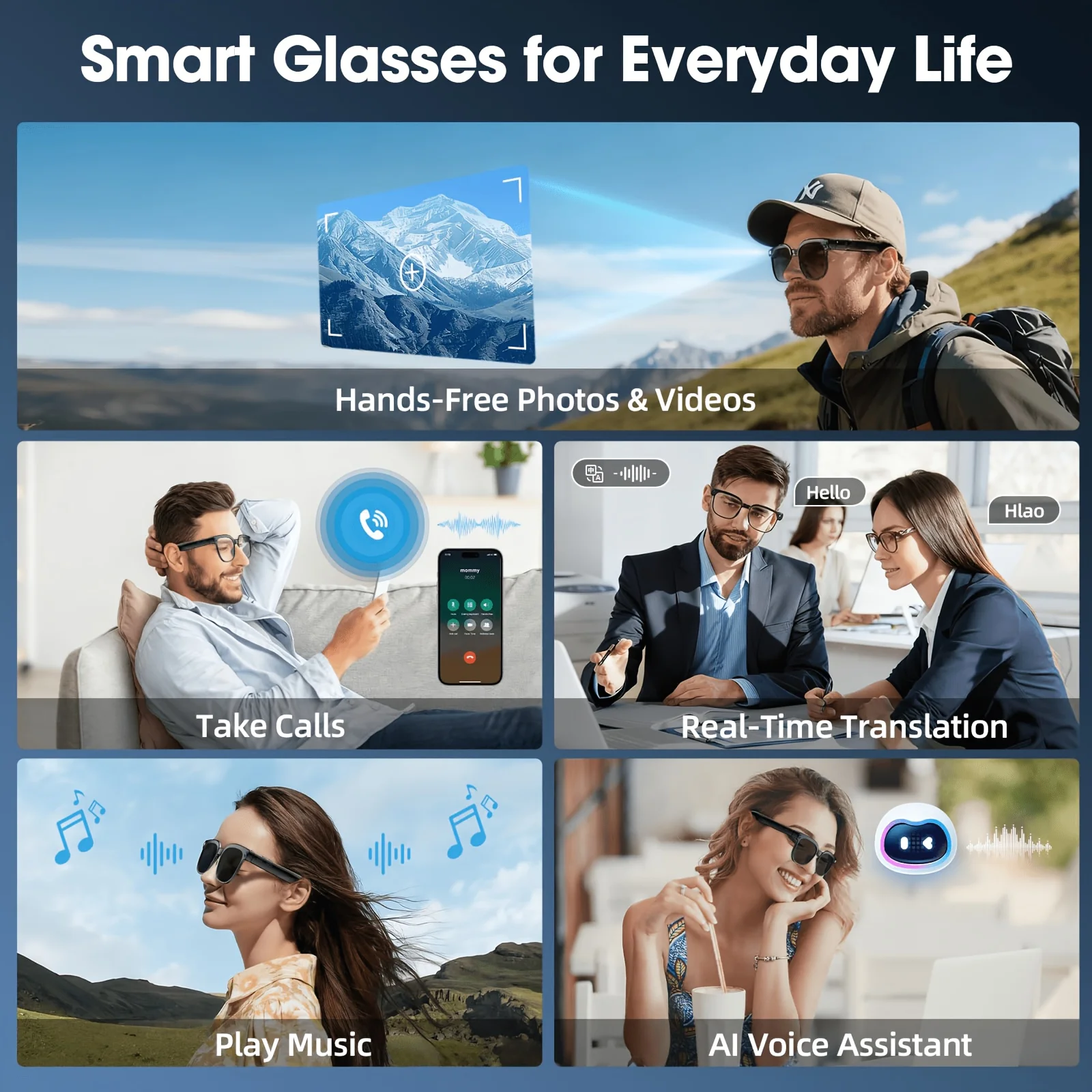 Smart camera glasses, 8-megapixel HD video recording - Image 4