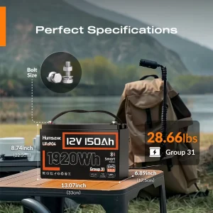 Humsienk 12V 150Ah Bluetooth LiFePO4 Battery - Thumbnail Image 4