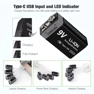 Kuugro USB 9V Rechargeable Battery 1100mAh - Thumbnail Image 7