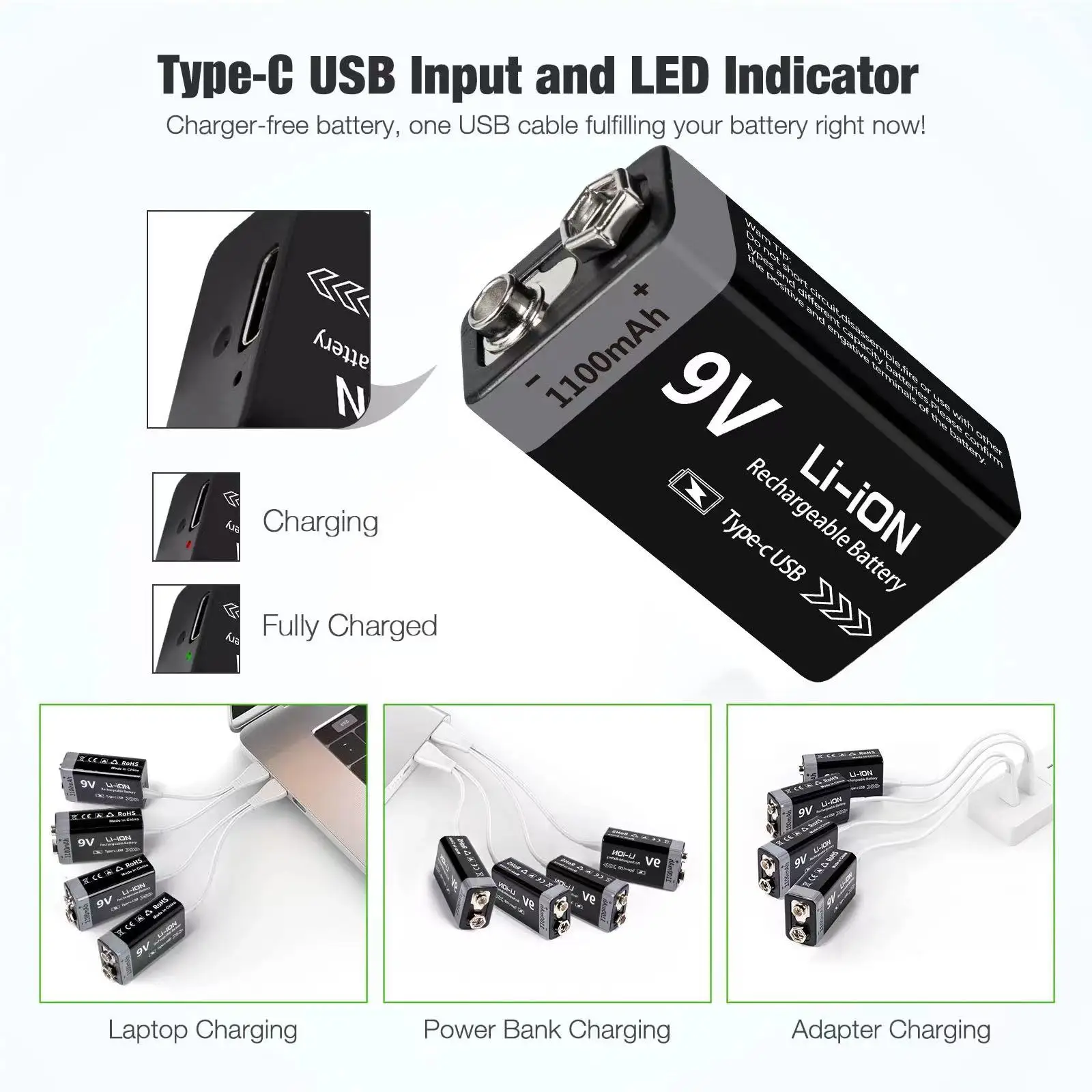Kuugro USB 9V Rechargeable Battery 1100mAh - Image 7
