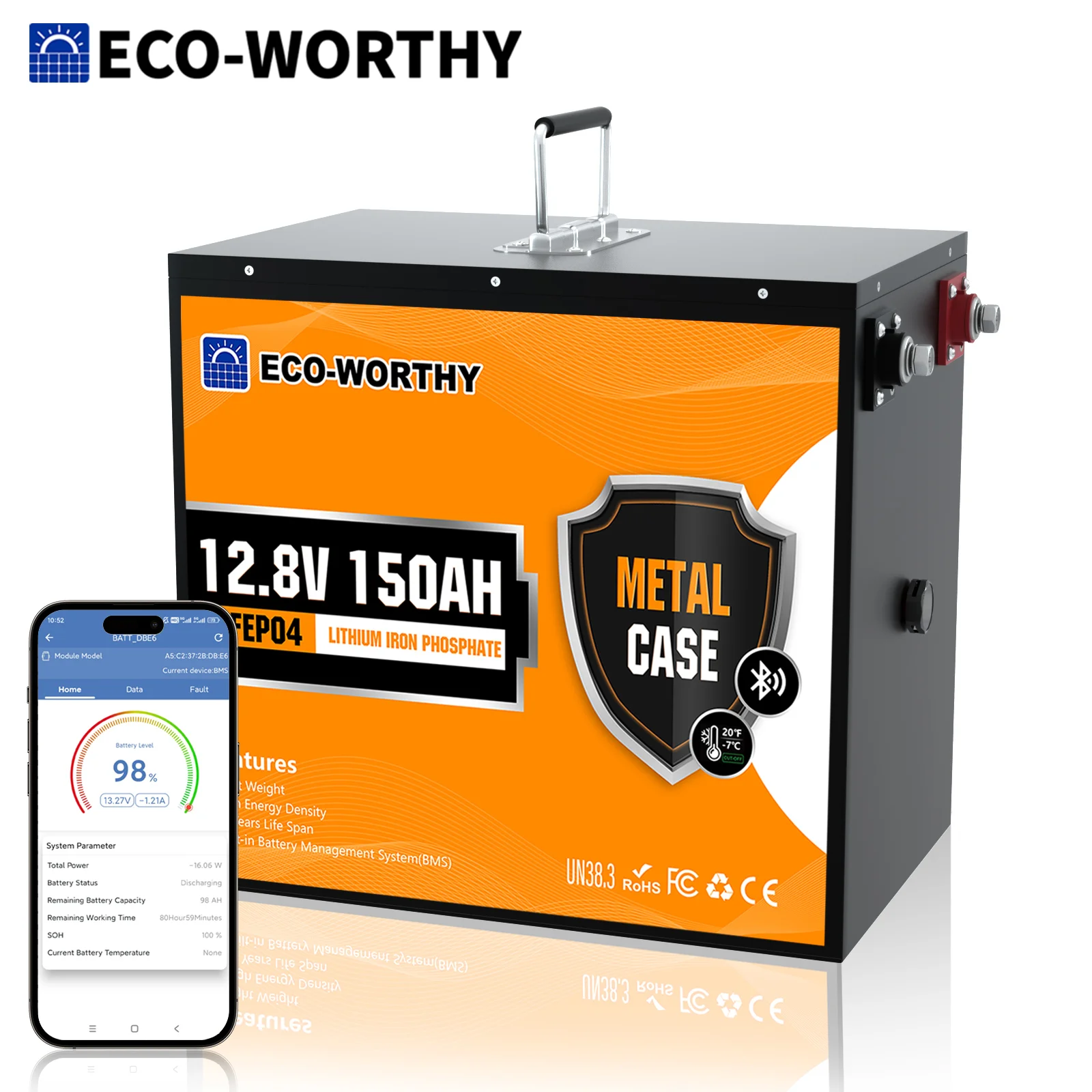 ECO-WORTHY 12V 150AH LiFePO4 Lithium Battery - Image 1