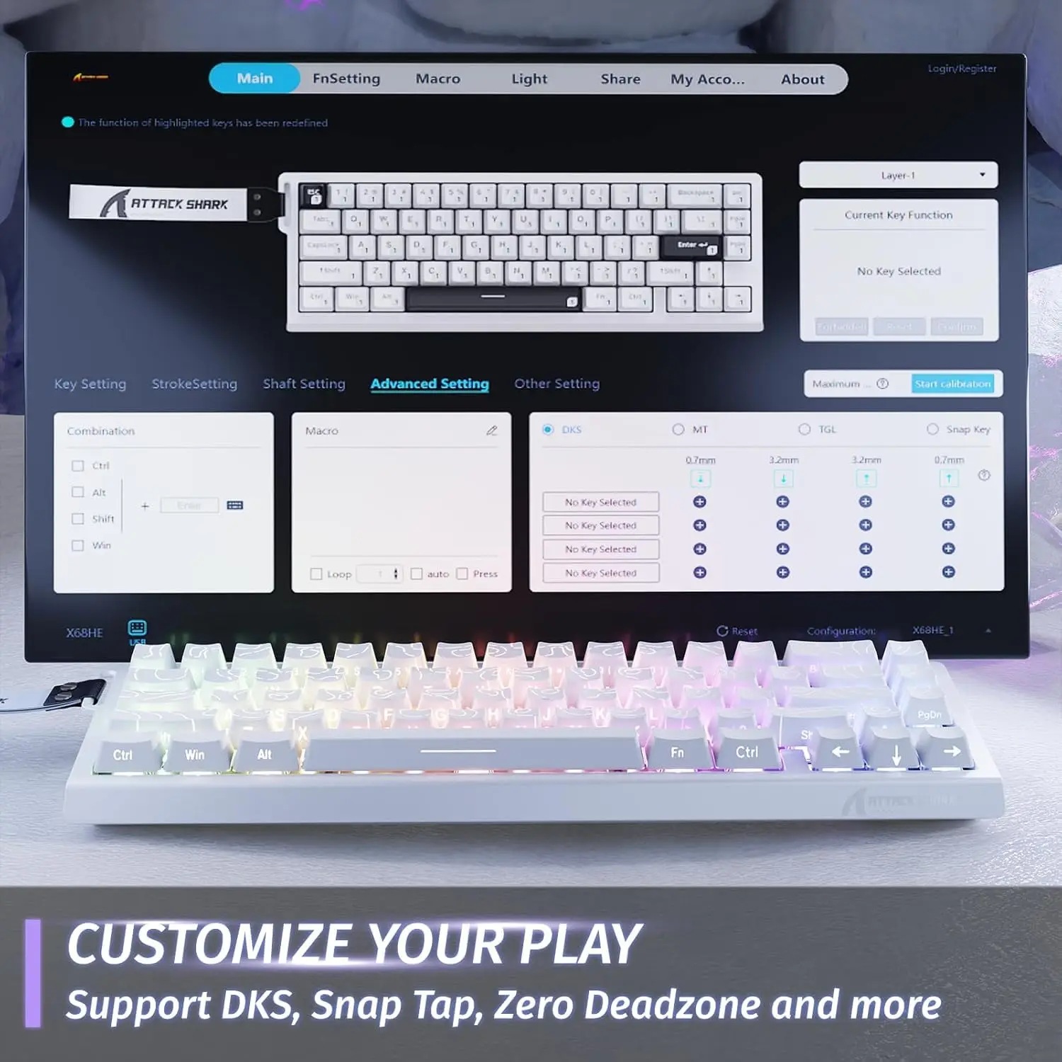 ATTACK SHARK X68 HE Rapid Trigger Mechanical Gaming Keyboard - Image 6