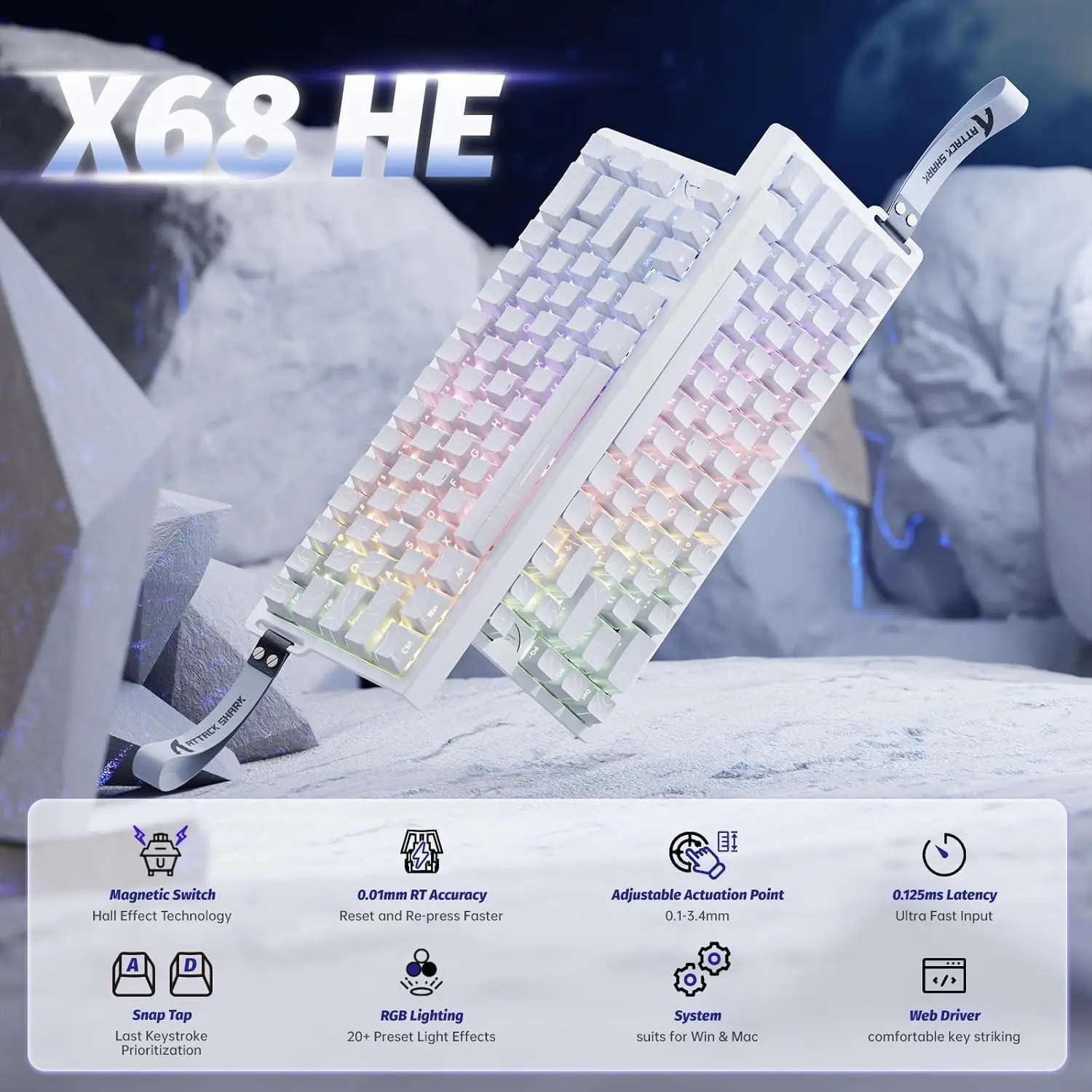 ATTACK SHARK X68 HE Rapid Trigger Mechanical Gaming Keyboard - Image 2