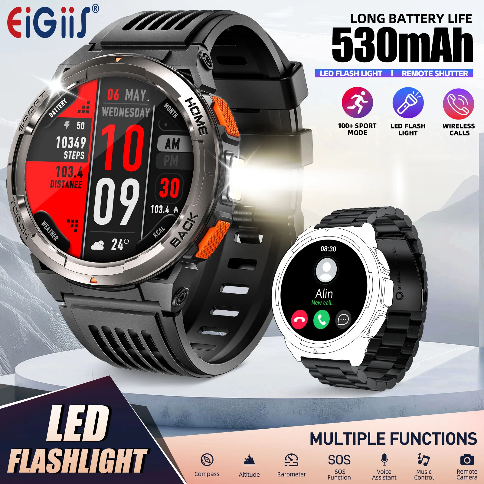 EIGIIS 1.45 Inch Smart Watch KE5 3ATM Waterproof - Image 1