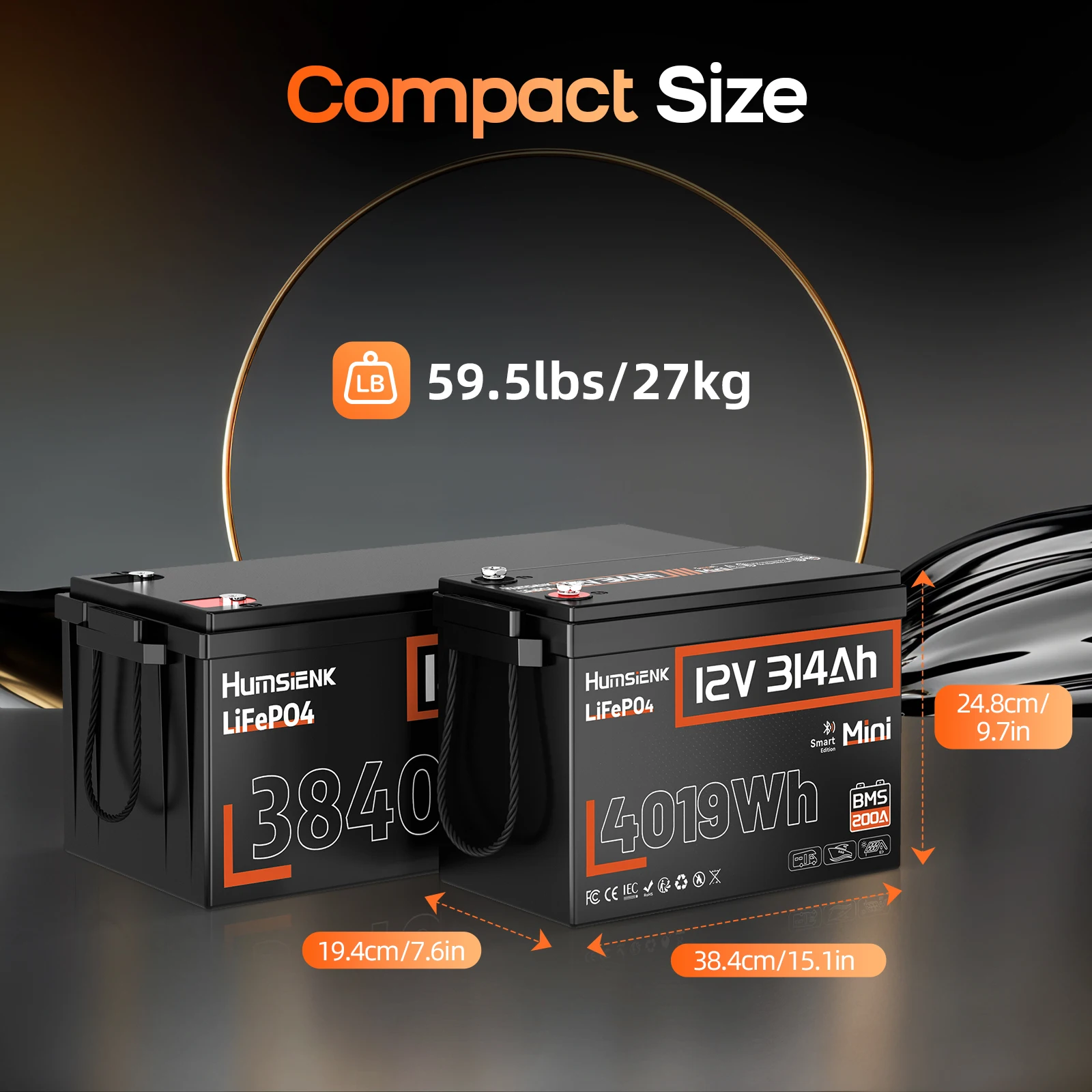 Humsienk 12V 100Ah 150Ah 320Ah 314Ah 640Ah LiFePO4 Rechargeable Lithium Battery - Image 4