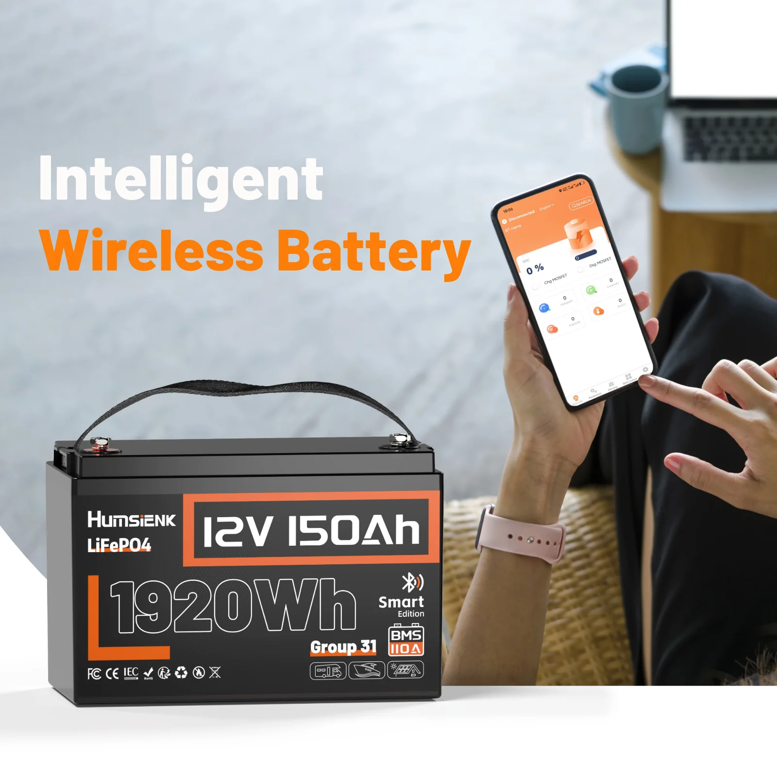 Humsienk 12V 150Ah Bluetooth LiFePO4 Battery - Image 8