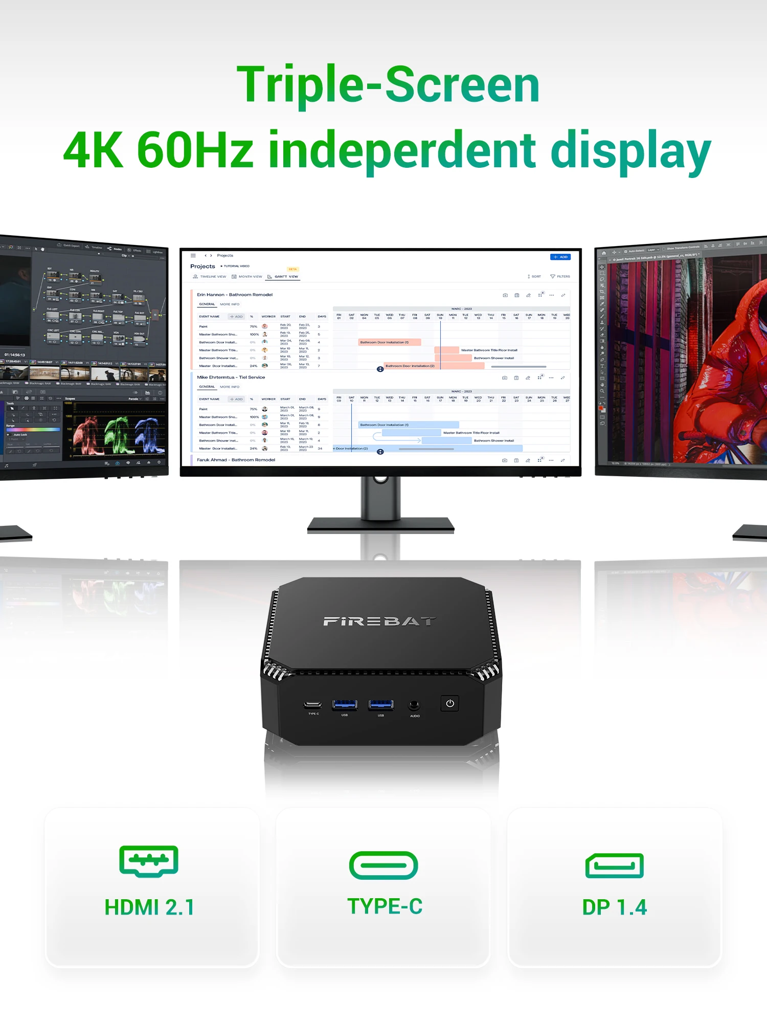 Firebat A6 Mini PC AMD R7 7735HS 8-core 16-thread Computer - Image 5