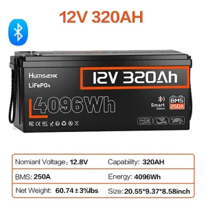 Humsienk 12V 100Ah 150Ah 320Ah 314Ah 640Ah LiFePO4 Rechargeable Lithium Battery - Thumbnail Image 8