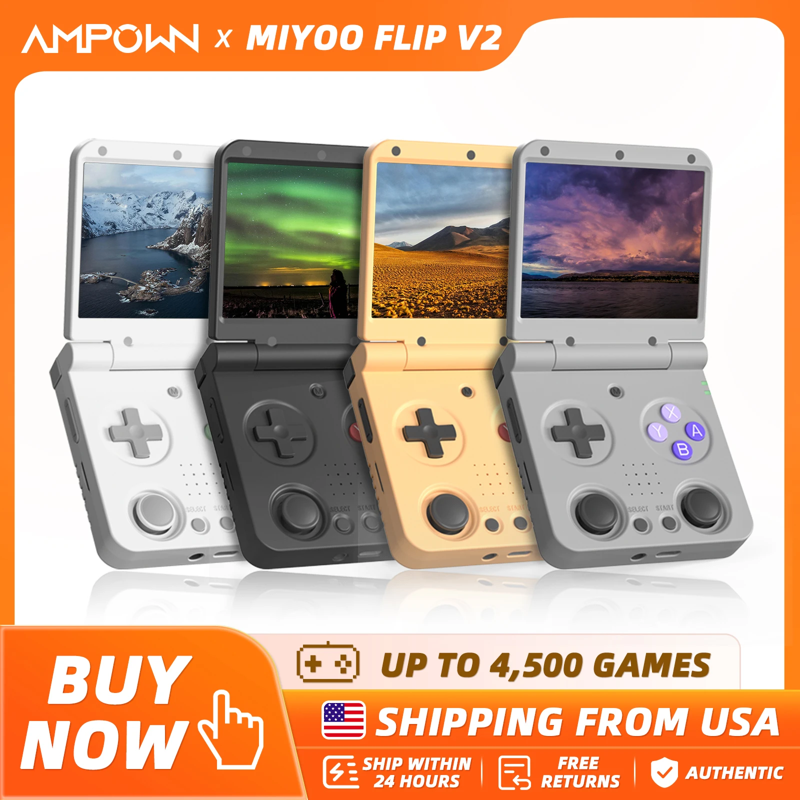 MIYOO FLIP V2 Handheld Game Players 3.5'' - Image 1