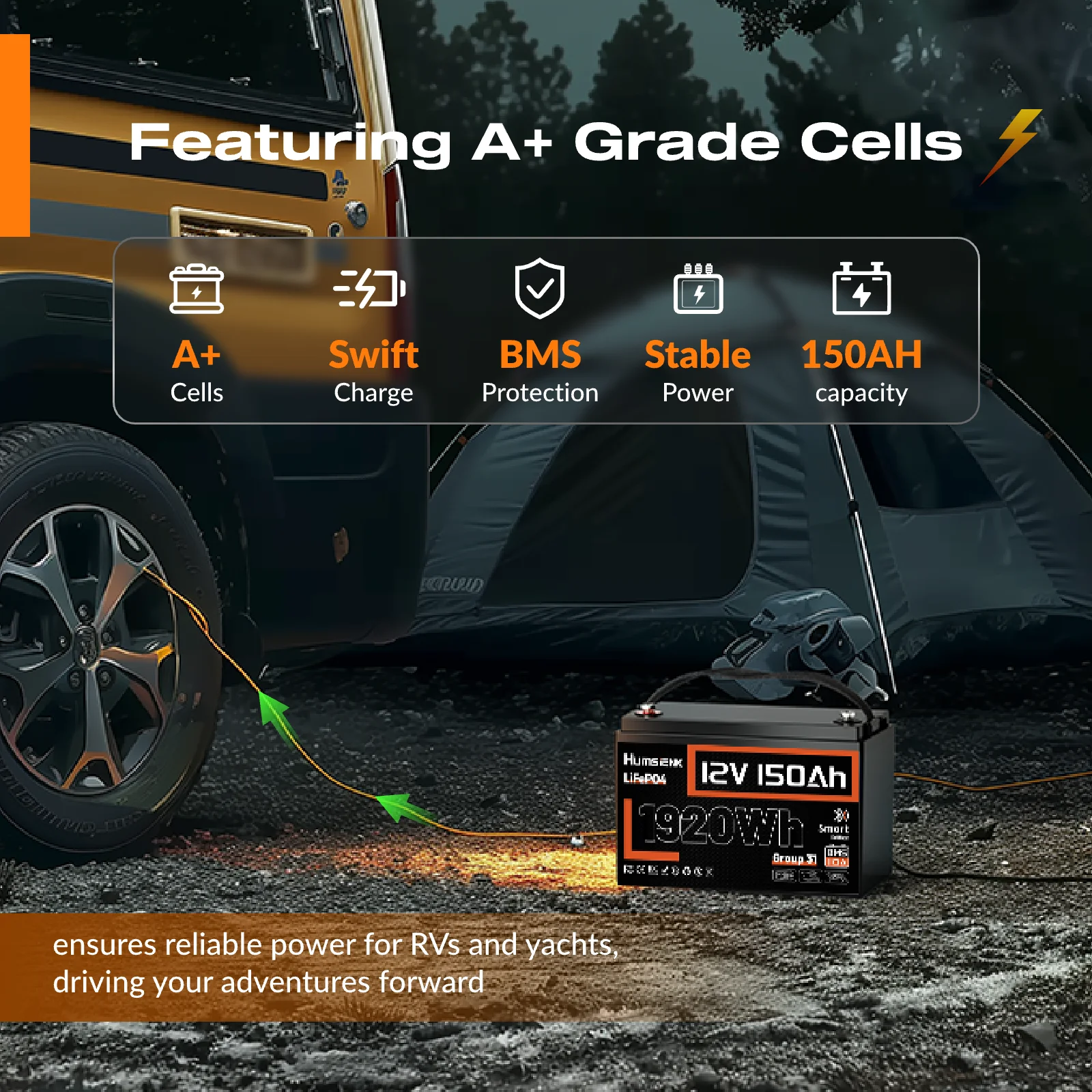 Humsienk 12V 150Ah Bluetooth LiFePO4 Battery - Image 5