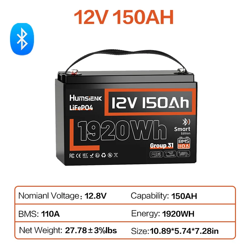 Humsienk 12V 100Ah 150Ah 320Ah 314Ah 640Ah LiFePO4 Rechargeable Lithium Battery - Image 9