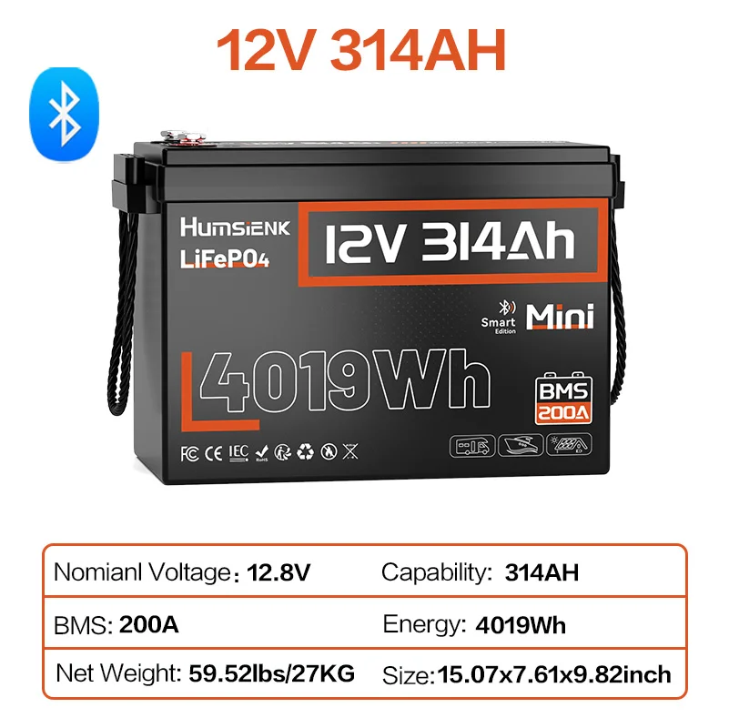 Humsienk 12V 100Ah 150Ah 320Ah 314Ah 640Ah LiFePO4 Rechargeable Lithium Battery - Image 10